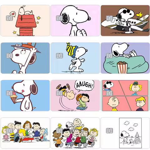 Cute Ainme Snoopys Credit Card Skin Stickers Kawaii Cartoon Diy Sticker Film Skin Cover for VISA Cre
