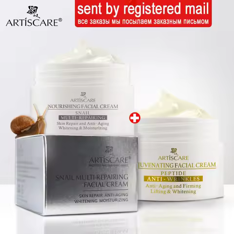 ARTISCARE Snail Repair Face Cream + Peptide Facial Cream 2Pcs for Moisturizing and Nourishing Skin C
