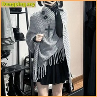 Shawk top with knitted sweater pullover college top laziness cape jacket