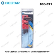 L Key Set Hex Key Short 9 Pcs 1.5-10 mm Gestar 666-091
