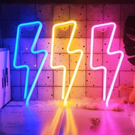 「 YUYANG Lighting 」 LED Home Neon Lightning Shaped Sign Fulmination Light USB Decorative Wall Decor for Kids Baby Room Wedding Party