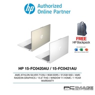 HP LAPTOP 15-FC0420AU/15-FC0421AU - Gold/Silver (AMD Athlon/8GB/512GB/15.6" FHD)[Free Backpack+Offic