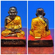 泰国三大最著名督造四面佛/龙婆托名師之一,大名鼎鼎Wat Sakae龙普鲁稀有放车/供奉式车神圣僧龙婆托(托爷爷)迷你(+/-6 cm) 小金身 LP Doo Brass Made Master Lp