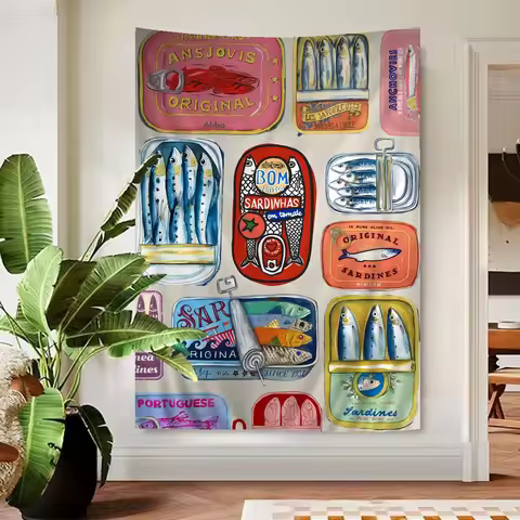 Colorful Sardine Lobster Fish Ocean Hanging Bohemian Tapestry for Living Room Home Dorm Decor Japane