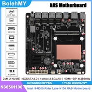 Intel i3-N305/Alder Lake-N100 DDR5 2*M.2 NVMe 6*SATA3.0 4*2.5G Lan HD+DP Nas Montherboard
