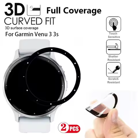 2Pcs 3D Curved Edge Screen Protector for Garmin Venu 3 Full Coverage Film for Garmin Venu 3S Protect