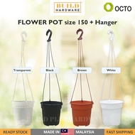OCTO Flower Pot size 150 (Diameter 14.3cm) + Flower Pot Hanger / Pasu Bunga+Tali Pasu Gantung 塑胶花盆+花盆吊勾
