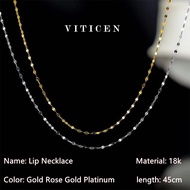 100% แท้18K สร้อยทอง Au750สีขาวทองสายคล้องคอผู้หญิงสีโรสโกลด์เครื่องประดับทองแท้18K แบบดั้งเดิมเครื่