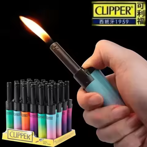 Clipper Gradient Long Tube Inflatable Lighter Mini Grinding Wheel Open Flame Portable Cigarette Acce
