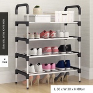 READY STOCK 4/5/6 Tier Shoe Rack Stainless Steel Multi Layer Anti Rust Shoe Rack Shoe Organizer Outd