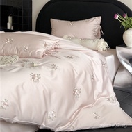 Girly Heart100S Long-staple Cotton Four-piece Set Fresh Floral Embroidery Duvet Cover Bed Sheet 100%