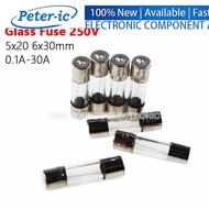 (20pcs) 250V Glass Fuse 5x20 6x30mm 0.1A 0.2A 0.25A 0.5A 1A 1.5A 2A 3A 3.15A 4A 5A 6A 6.3A