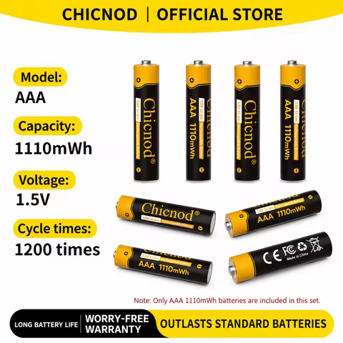 Battery Rechargeable AAA Chicnod 1.5V AAA Rechargeable Battery 1110mWh USB-C Li-ion Batteries Consta
