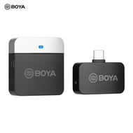 BOYA BY-M1LV-U 2.4GHz Wireless Microphone System Transmitter + Receiver Mini Recording Mic with Type-C Port Replacement for Android Smartphones Tablets Vlog Recording Live Stream Video Conference Interview