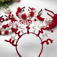 MERAH 1 PC - RED AND WHITE POM HEADSET | AUGUST HEADBAND | INDEPENDENCE HEADSET AUGUST 17