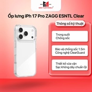 IPh17 Pro Max ZAGG ESNTL Clear 1.5m shockproof case reduces yellowing ClearGuard