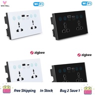 EU UK US Universal Plug Tuya Smart Socket Switch with USB and Type-C Port Outlet Smart Life