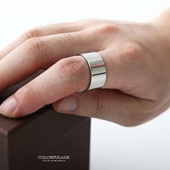 素面寬版鋼製指環戒指