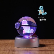 寶可夢系列神奇寶貝球3D內雕水晶球口袋妖怪球發光底座擺件