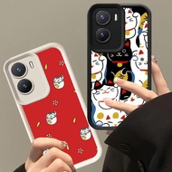 XI89 Lucky Cat Casing for VIVO Y33e IQOO Z9X 13 Z9 Y75 Y83 Y01 Z10 Y73 V17 5G Black White