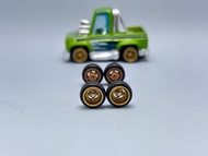 Z111 Custom Paint Rim Tayar Getah Rubber Wheels Donut 4 Spoke Gold 8mm Long Axle