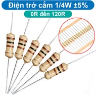 (100 pieces) Plug-in resistor 1/4W 4 color rings ±5% - value 0R to 120R