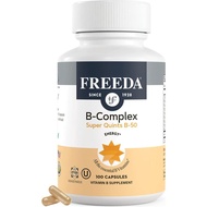 FREEDA Vitamin B Complex - Super Quints B-50 - Kosher Super B Complex Vitamin Supplement for Women &