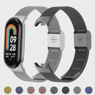 Metal Mesh Stainless Steel Strap for Xiaomi Mi Band 8 Smart Bracelet Replacement Accessories Watchband Miband 8 Smartwatch