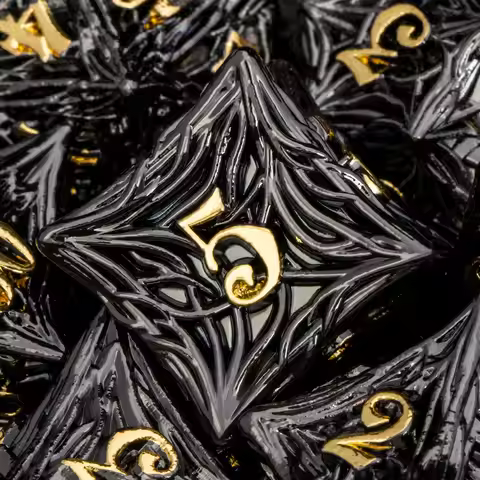 OGCOPHEN D and D Tree Root Dnd Metal Role Playing Game Dice Set for Dnd D6 Dungeon and Dragon Black 