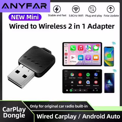 Wireless CarPlay Android Auto Adapter Wired To Wireless 5GHz WiFi USB Plug and Play for 99% Wired Ca