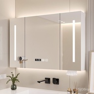 Solid Wood Smart Bathroom Mirror Cabinet Wall-Mounted Bathroom Bathroom Mirror Bathroom Mirror Storage Rack Storage Lock