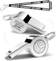 QIBAJIU Whistles with Lanyard, Coach Whistle, Volleyball Gifts for Coach, Funny Volleyball Coach Gifts for Men Women Teacher, Thank You Cheer Coach Gift, You Don’t Scare Me I Coach Girls Soccer