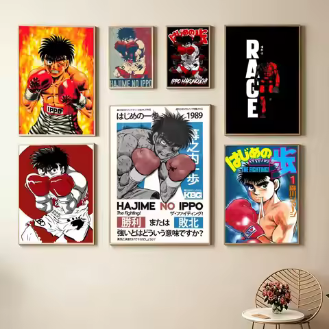 Hajime no Ippo Japan Cartoon Poster Waterproof Wall Art Sticker For Bar Living Room Vintage Room Dec