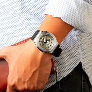 GBM-2100A-8B Analog Digital Stainless Steel Case silvery Resin Band Watch G-STEEL Sports Resin watch