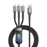 3-Head Fast Charging Cable (100W) 1.2m long. 3-in-1 Anti-break Fast Charger. Phone charging cord, 3 