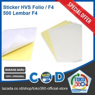 (500 Lembar) Kertas Sticker Folio F4 Printable 215 x 33cm bisa di print HVS Folio Doff Label Tempel 