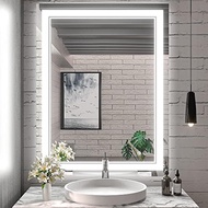 Modern Dimmable LED Bathroom Mirror 28x36 Inch Frontlit Vanity Anti-Fog Wall Mount Memory Settings