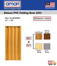 Aman PVC Folding Door 35”x 82” Sliding Door Pintu Lipat Pintu Tandas Lipat Pintu Bilik Air heavy dut