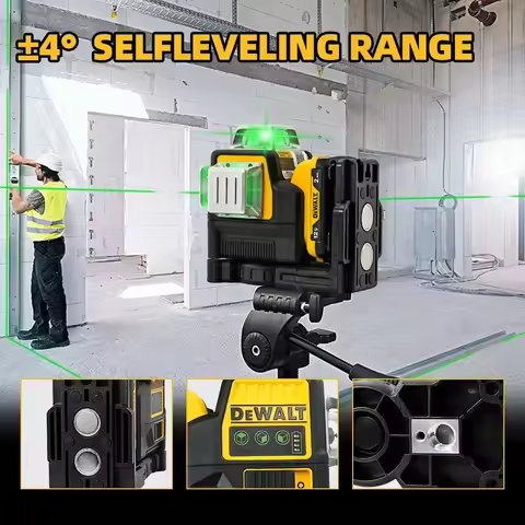 Dewalt DW089LG Laser Level 12 Line 3 Sides*360 Degree Vertical Lines Laser Level Meter Outdoor Uses 