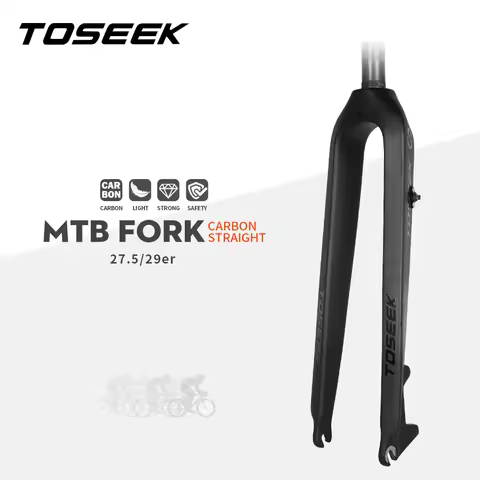 TOSEEK M10 MTB Fork Full Carbon Fiber Bike Front Fork 27.5/29" Rigid Bicycle Fork Straight Tube Carb