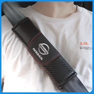 Car Seat Belt Cover Pad Carbon Fiber Leather Car Accessories Interior for Nissan Terra Almera Navara