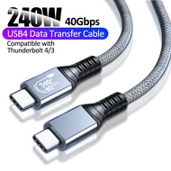 PD 240W 40Gbps USB 4 Cable 8K 60Hz USB Type C Super Speed Data Transfer Cable Compatible with Thunderbolt 4/3 for Macbook Laptop