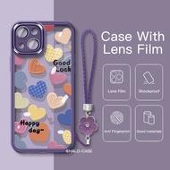 【2in1 】iPhone 15 Pro Max vỏ mềm Với tấm dán bảo vệ ống kính 14Pro 12Pro Ốp điện thoại chống sốc Gấu