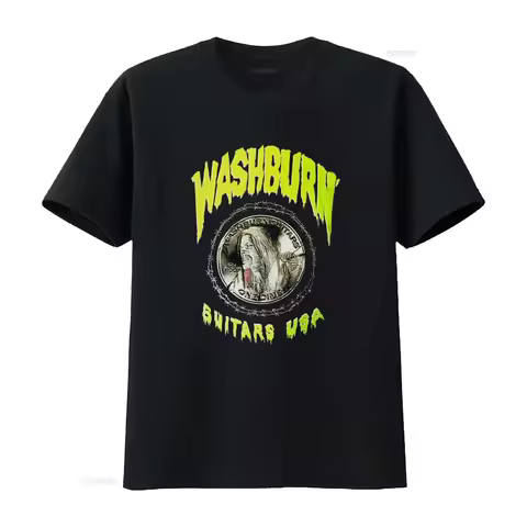 Washburn Guitars USA T Shirt with Dimebag Darrell and Barbed Wire Design Perfect for Rock Fans vinta