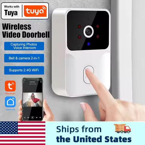 Tuya Smart Video Doorbell Camera 480PHD Wireless doorbell for Home Security, Night Vision, Voice Cha