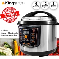 Kingsman Electric Multi Function Electronic 6L Smart Pressure Cooker Non Stick Inner Pot - 2 Years Warranty