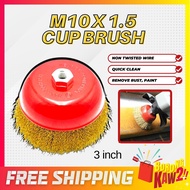 Twisted Brass Polish Wire Cup Brush Cleaning Sanding Rust Paint Remover Grinder Clean Tool Cup Brush (3" X M10 X 1.5)