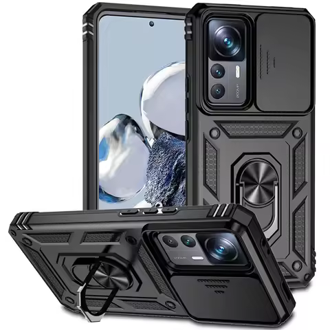 Shockproof Armor Funda For Xiaomi 12T Pro 5G Case Slide Lens Protect Ring Holder Cover for Xiomi Mi 