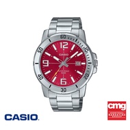 CASIO นาฬิกาข้อมือ รุ่น MTP-VD01D-4BVUDF สายสเตนเลสสตีล สีแดง