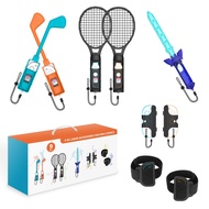JYS 9-in-1 Motion Game Accessory Kit for Nintendo Switch 2, Full NS2 Sports Bundle with Golf Clubs, 